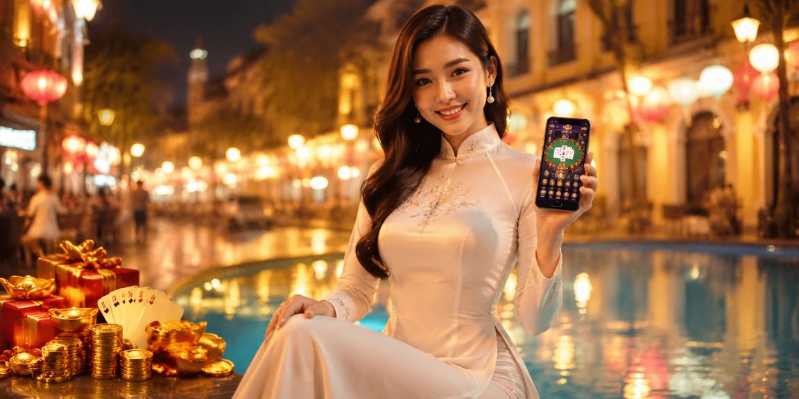 Phụ nữ Hà Nội mặc áo dài tham gia game bài trực tuyến trên điện thoại