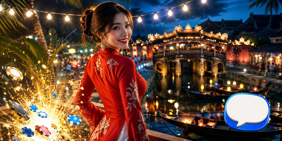 Cô gái Hội An mặc áo dài tham gia trò chơi casino giải trí trực tuyến